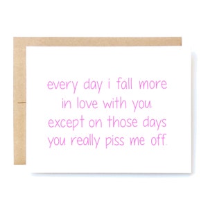 Love Card -Funny Love Card - Valentine's Day Card - Funny Valentines Day Card - Funny Anniversary Card - Every Day I Fall.