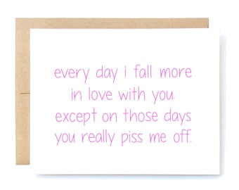 Love Card -Funny Love Card - Valentine's Day Card - Funny Valentines Day Card - Funny Anniversary Card - Every Day I Fall.