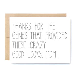 Funny Mother&#39;s Day Card - Mothers Day Card - Mother&#39;s Day Card - Card for Mom - Thanks for the Genes.