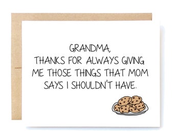 Mother's Day Card for Grandma - Grandma Card - Grandma Birthday - Cookies.