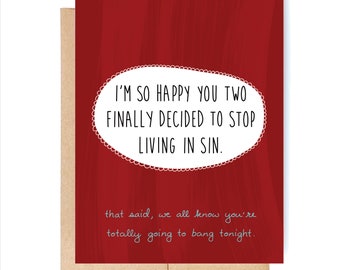 Funny Engagement Card - Engagement Card - Wedding Card - Sin.