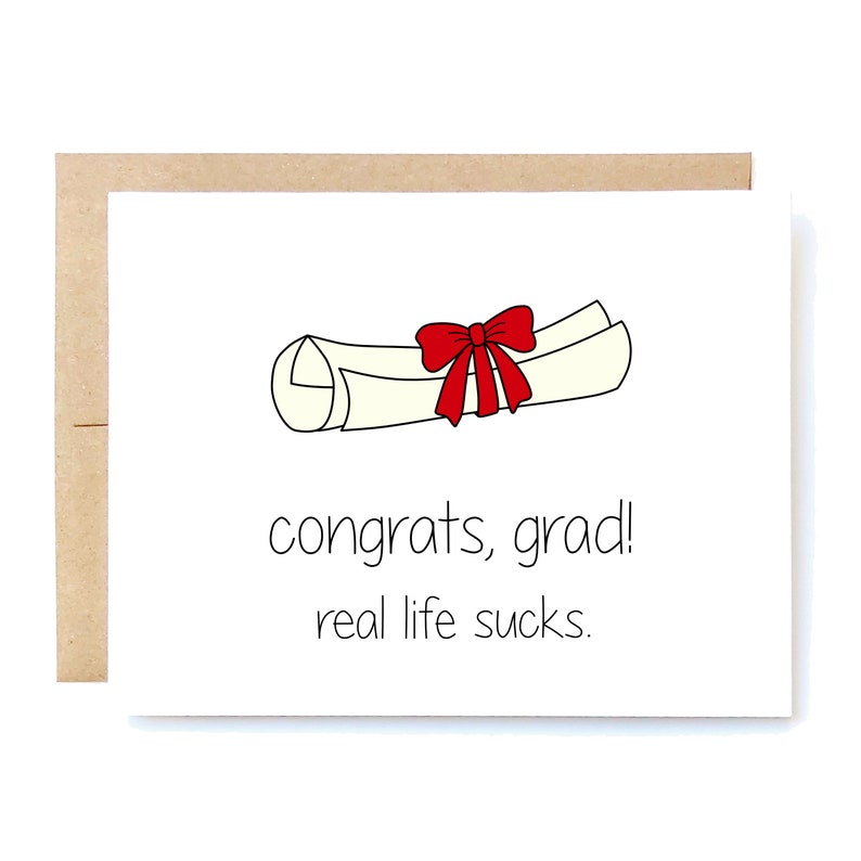 Funny Graduation Card: Real Life Sucks - College, High School 画像 1