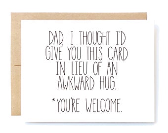 Funny Father's Day Card: Awkward Hug Birthday Card