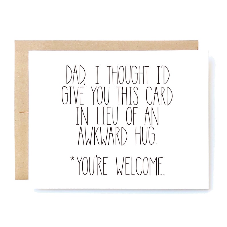 Father's Day Card. Awkward Hug. Funny Fathers Day. Dad Birthday Card. image 1