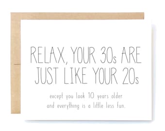Funny 30th Birthday Card: 20s vs 30s Humor