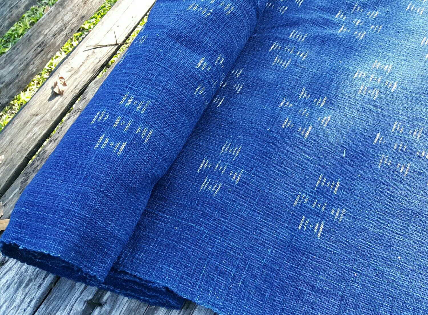 hand woven natural indigo dyed cotton fabric by the meter Ikat Etsy