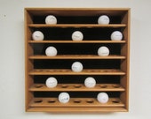 Wood GOLF BALL Display Shelf with Glass Front, Golf ball Rack, golf ball case ,golf ball Display Case , holds 42 golf balls 42 gb glass