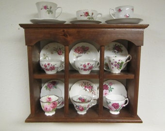 Curio Shelf Display Shelf Large Wooden Tea Cup Saucer Shelf