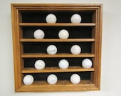 OAK GOLF BALL Display Shelf, Golf ball Rack, Curio shelf, Shadow Box, Display Case , holds 30 golf balls
