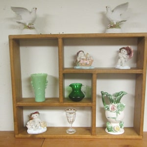 Wood 5 Section Shadow box Shelf ** Wall or Table top in vertical or horizontal position. Wood Wall shelf, display shelf, Wall shelf, sb-5sec