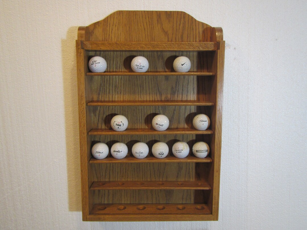 Wood GOLF BALL Display Shelf With Glass Front Golf Ball Rack Etsy