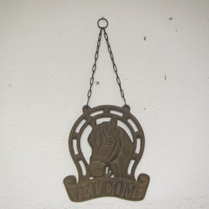 Cast Iron Horse Welcome  with hanging chain or wall hanger, Door hanger, Western Decor, horse decor