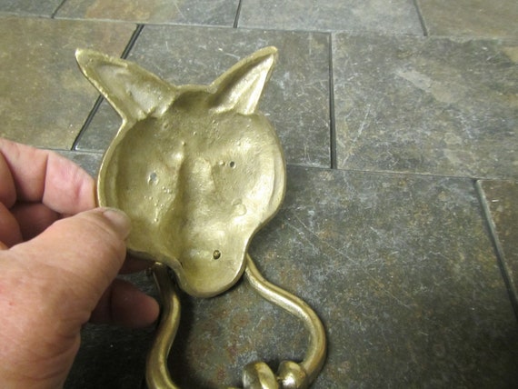 Vintage Brass Wolf Or Fox Head Door Knocker Solid Brass Etsy