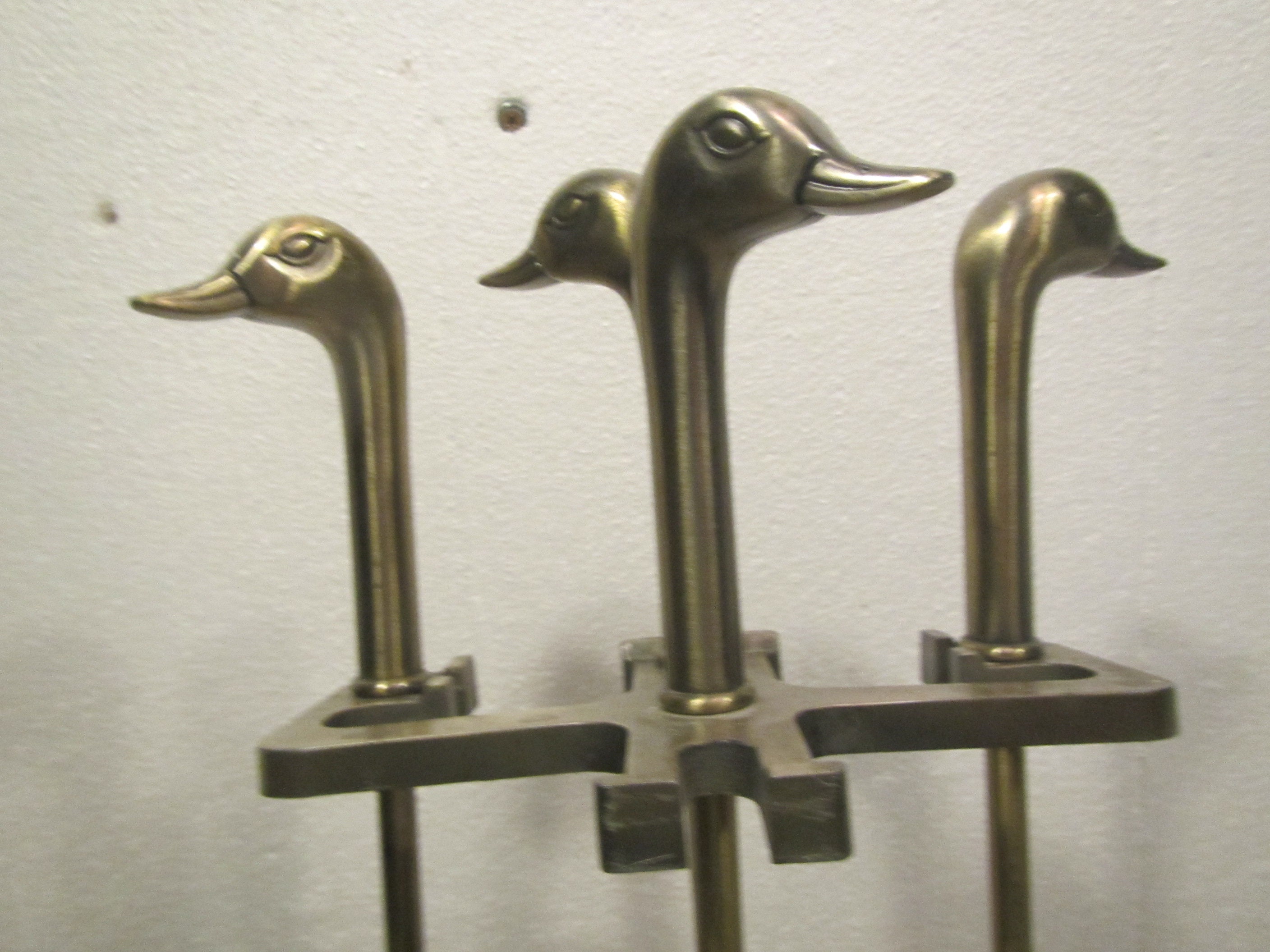 Juego de herramientas chimenea de la manija del pato de latón | Etsy