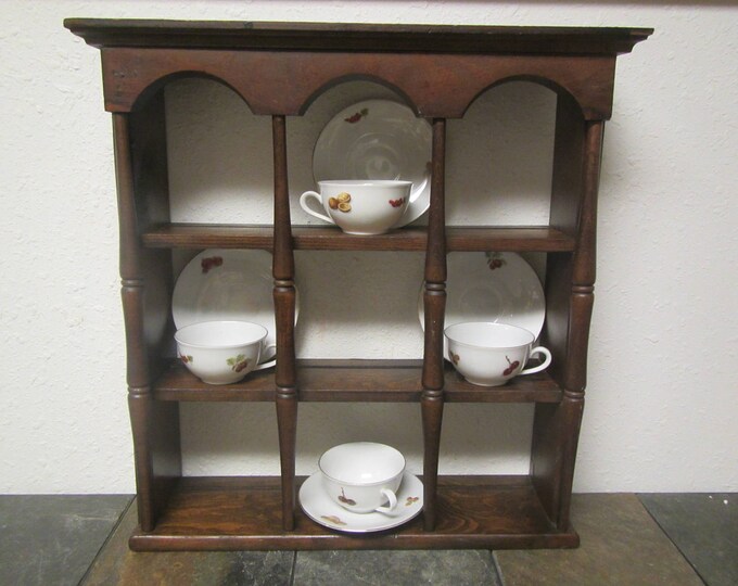 Wood Cup and Saucer Shelf , 3 Tier Shelf , Wall Shelf , Knick Knack