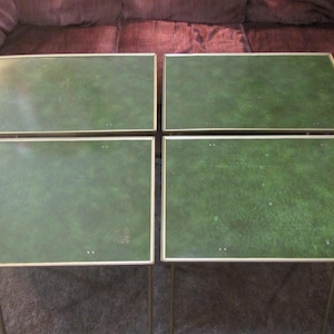 Set of 4 TV Trays and storage rack *  folding table trays* green design  * TV table. *** Free Shipping  *** #4grnTv
