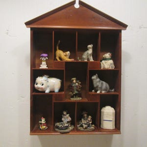 Wood 11 Section  Shadow box Shelf ,  Wood Wall shelf or sits on tabletop shelf, display shelf, *** FREE SHIPPING *** , Wd11sec