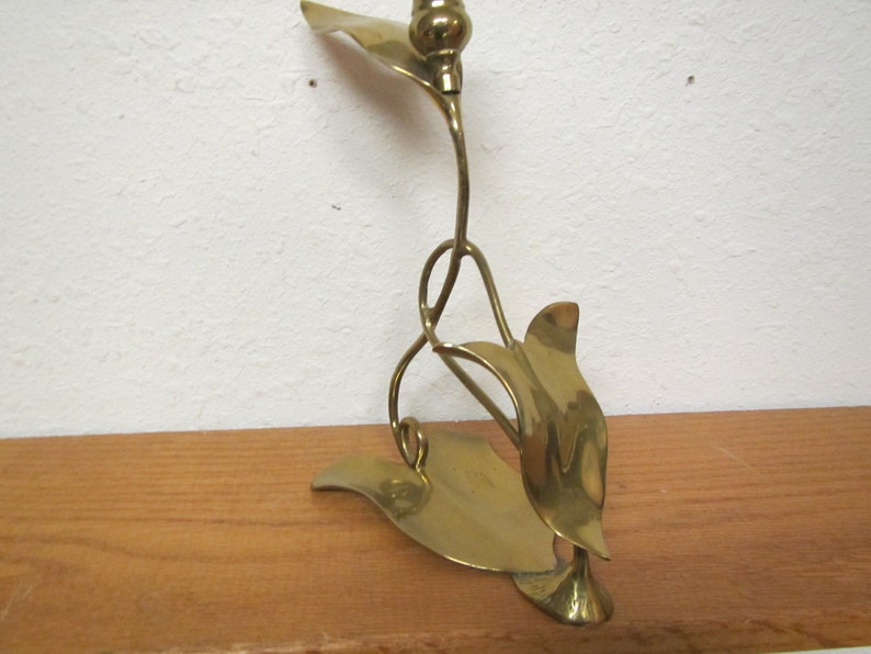 Vintage Decorative BRASS Candle Holder Leaf Design Made in Etsy