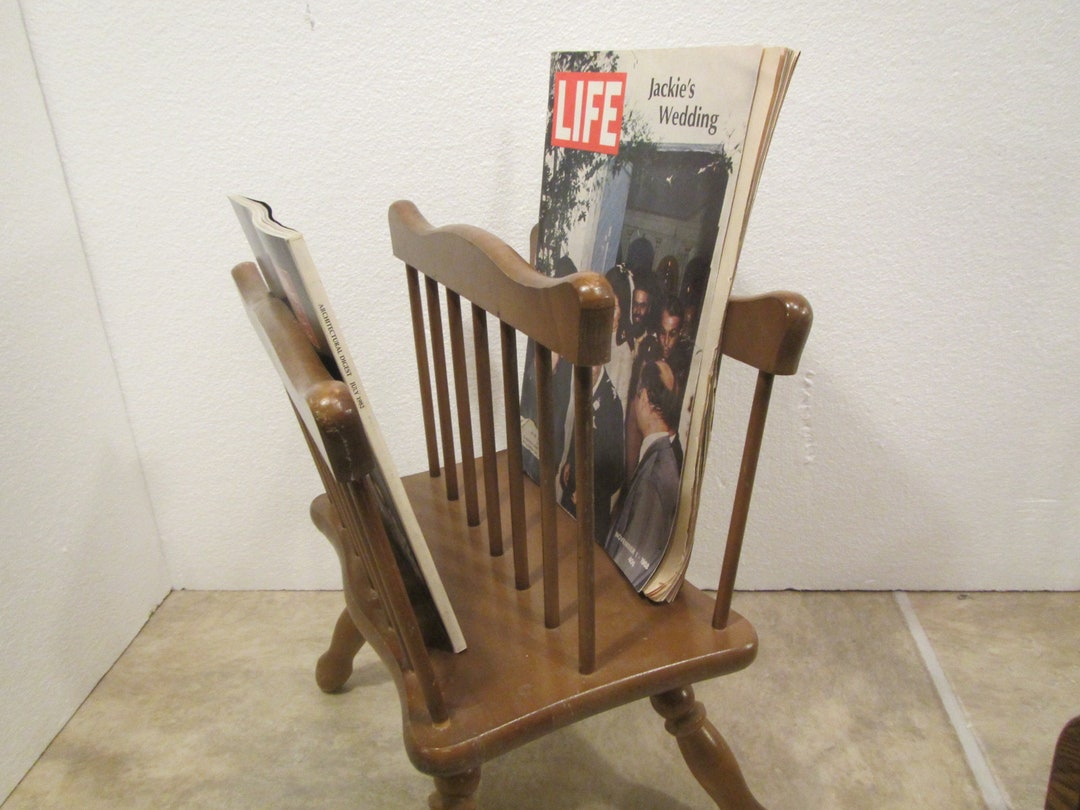 Wood Magazine Rack , Wood Magazine Stand , Wood Magazine Holder, Handle