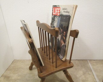 Wood Magazine  Rack , Wood magazine Stand , wood magazine holder,  handle Magazine rack, mid century  furniture *  #mag9wd