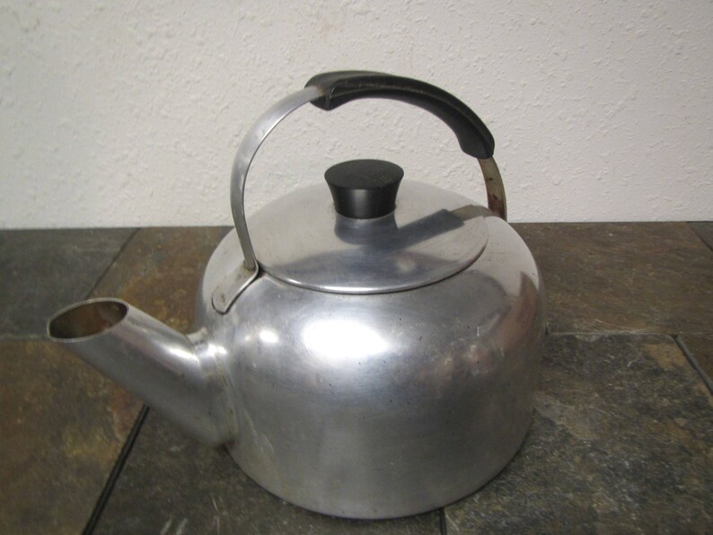 Old West Bend Aluminum Tea Kettle 495 Old Tea Pot Mid Etsy