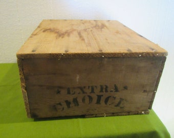 Old Extra Choice Apple Wood Fruit Crate , Apple Crate,  wood apple box , wood fruit box , Rustic