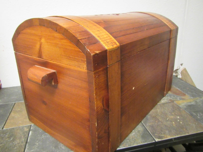 Handcrafted Wooden Round Top Chest with handles Treasure Etsy