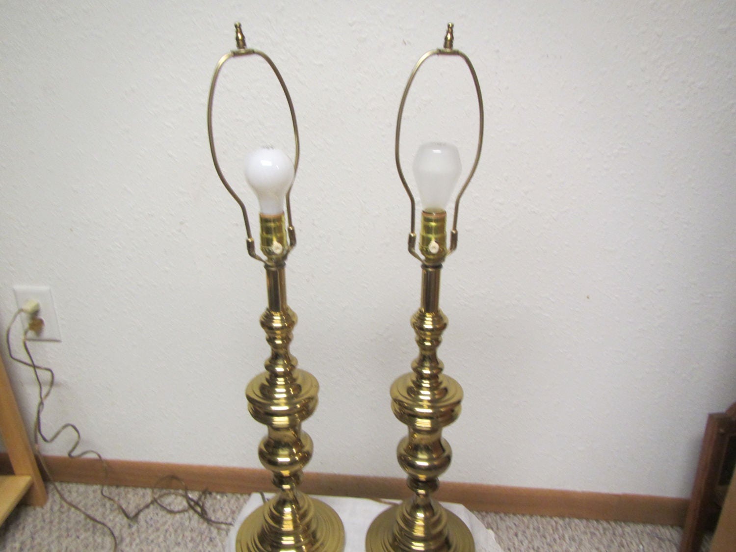 2 vintage BRASS Table LAMPS Bedroom lamps Living room Etsy