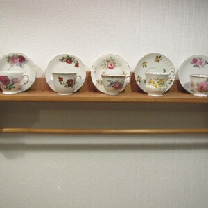 38 inch Wood Shelf with plate groove and Towel Rod ** Photo shelf,  trophy shelf, Collectibles shelf Wall shelf with bar **