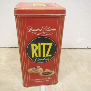RITZ CRACKER Tin , 1986 Metal Ritz Cracker Tin Box, Metal Canister ...