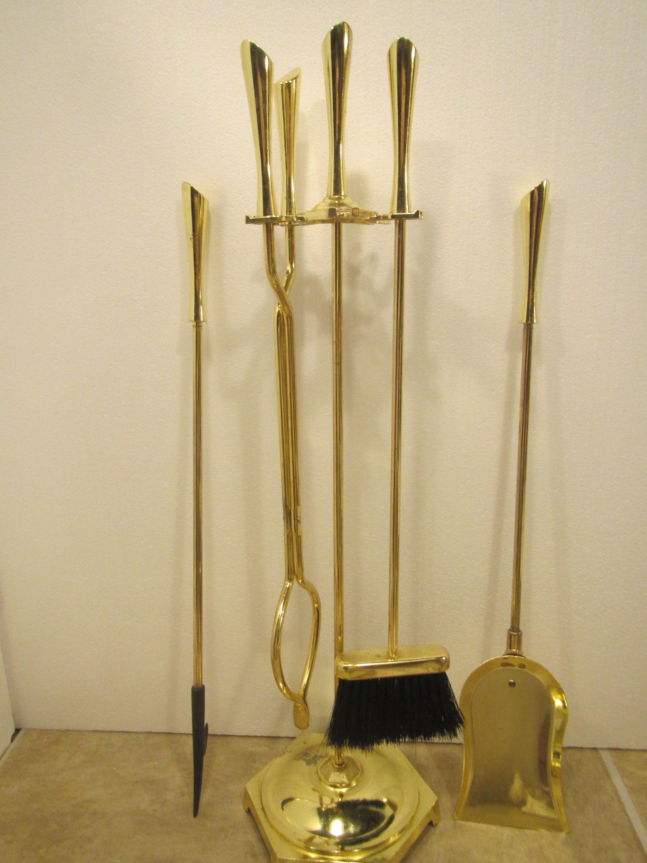 Brass FIREPLACE TOOL SET Brass Handle Shovel Broom Poker Etsy