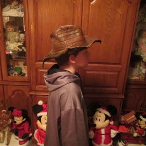 Old Leather Cowboy Hat, Western Hat , Old Weathered Patchwork Hat,