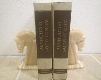 1973 WORLD BOOK DICTIONARY  2 volume set **A - K & L - Z * Brown and white set* Illustrated ** Thumb Indexing