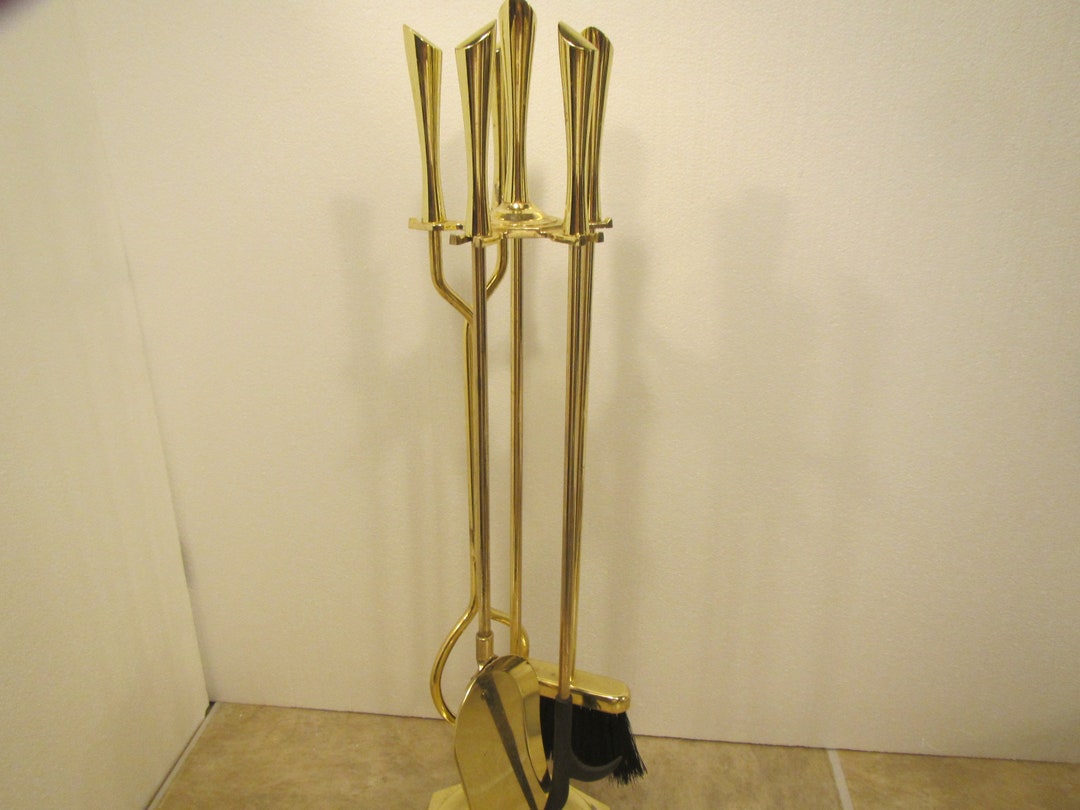 Brass FIREPLACE TOOL SET Brass Handle Shovel Broom Poker Etsy