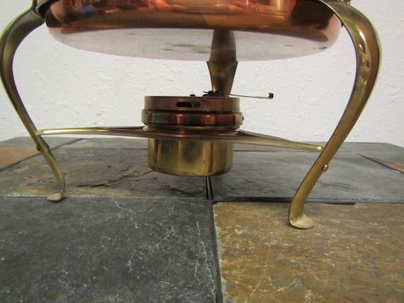 Vtg Copper Pan Food Warmer Double Broiler