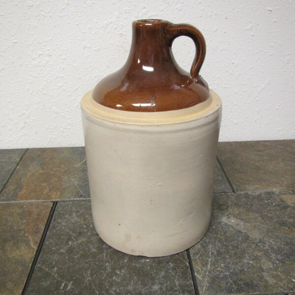 Old BROWN Top CROCK JUG * Whiskey Jug, Moonshiners Jug , Cider Jug, shoulder jug, Farm House Country Decor 6-J