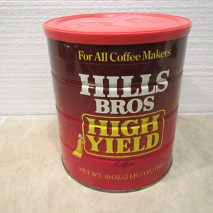 HILLS BROS COFFEE Can* 2 lb. 7 oz. Tin, * For all coffee makers , 39 oz. tin ,Good advertising tin ** High yield  #Hb39-A