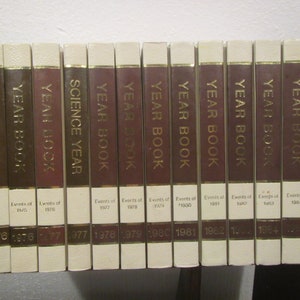 WORLD BOOK ENCYCLOPEDIA Yearbooks , Brown & White Choice of 1974,75,76,77,78,79,80,81,82,83,84,85,86 and 1987 World book year book image 1