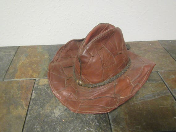 Old Leather Cowboy Hat, Western Hat , Old Weather… - image 2