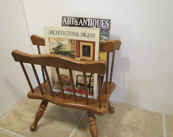 Wood Magazine  Rack , Wood magazine Stand , wood magazine holder,  handle Magazine rack, mid century  furniture *  #mag4w