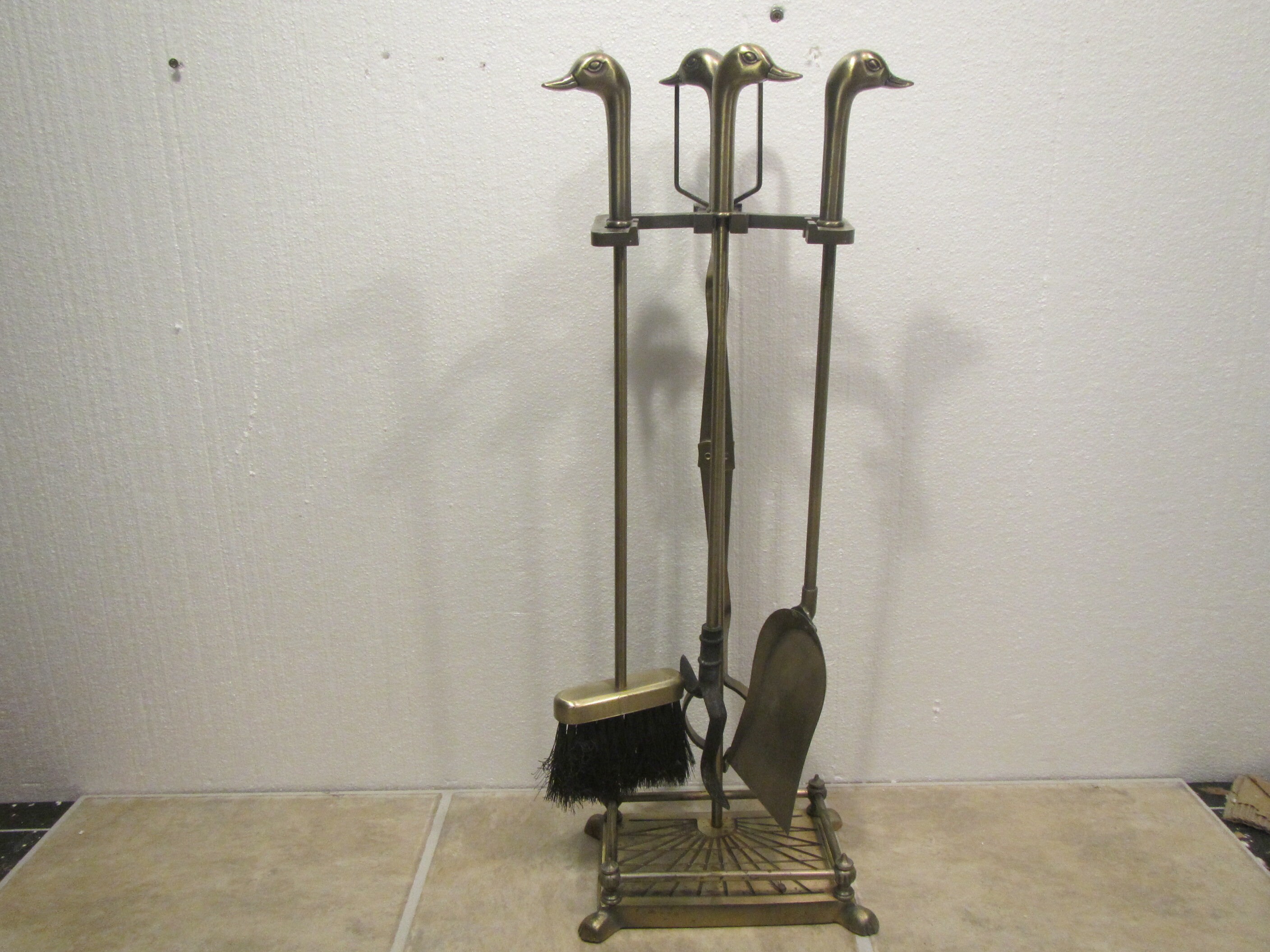 Juego de herramientas chimenea de la manija del pato de latón | Etsy
