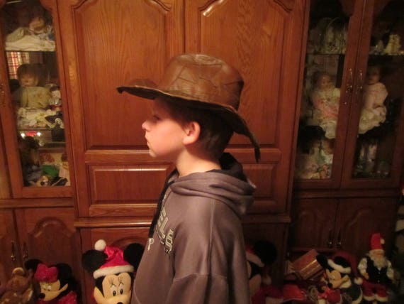 Old Leather Cowboy Hat, Western Hat , Old Weather… - image 8
