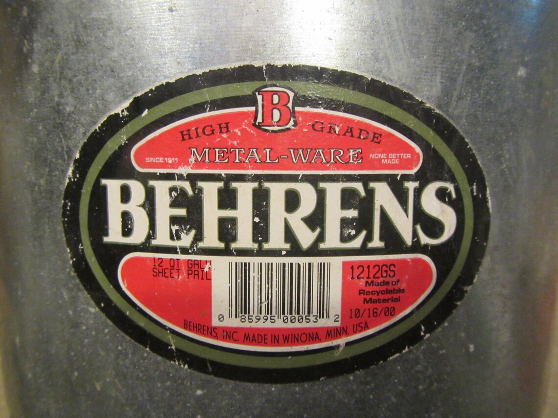 Vintage Galvanized Metal Bucket Behrens Galvanized Pail Etsy