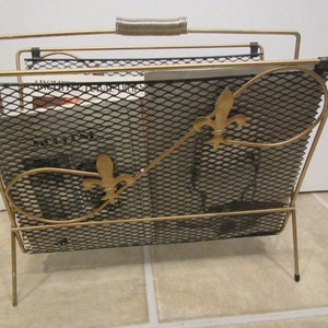 Decorative Brass look and black metal mesh magazine rack ,  magazine stand , magazine holder , Record holder, ** Free Shipping ** mag2