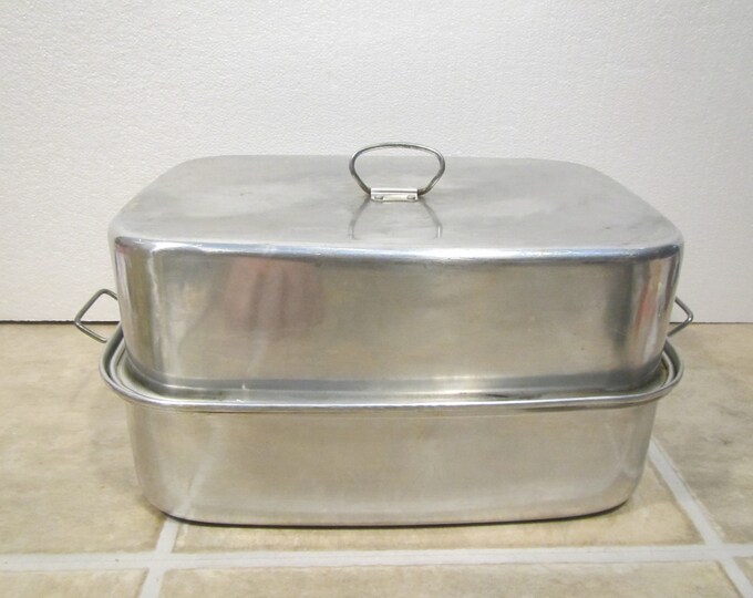 Vintage Comet Aluminum Roasting Pan With Cover Covered Roaster Vented