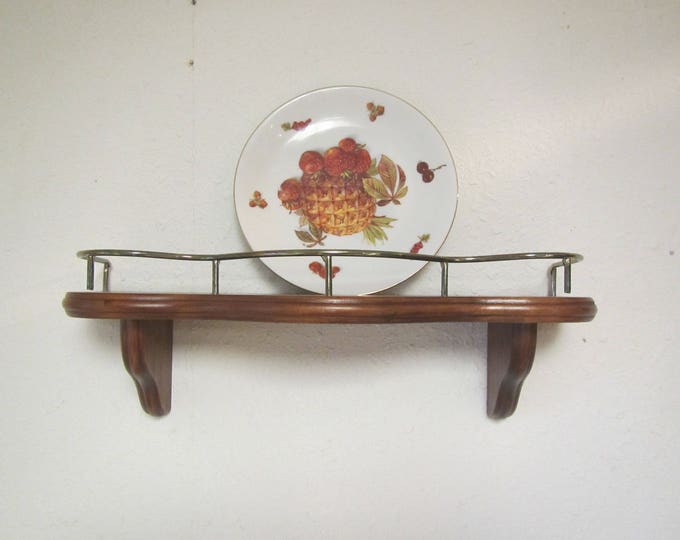 16 Wood Wall Shelf Plate Groove and Brass Rail Plate Etsy