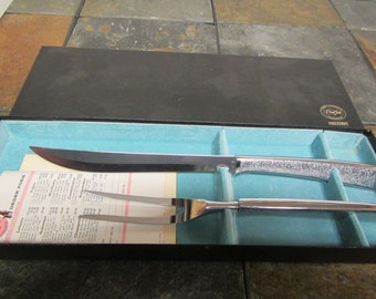 vintage 2 piece CAVEL HALL PRECEDENT Carving Knife and fork set in box