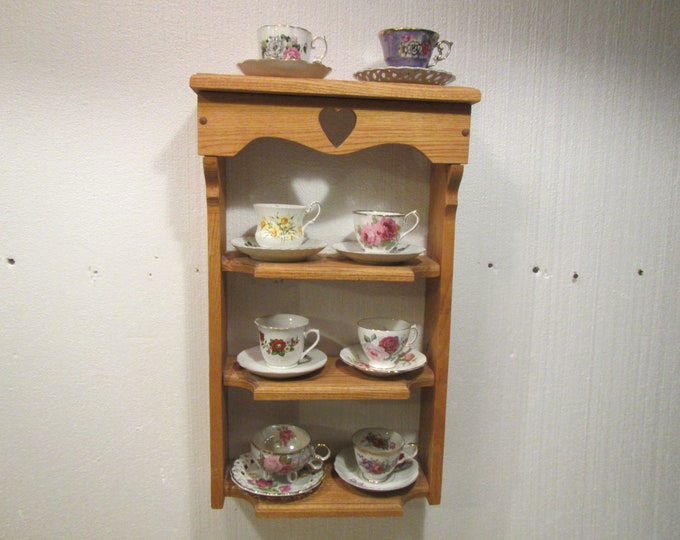 3 Tier Tea Cup and Saucer Wall Shelf, Hangs on Wall , Display Shelf
