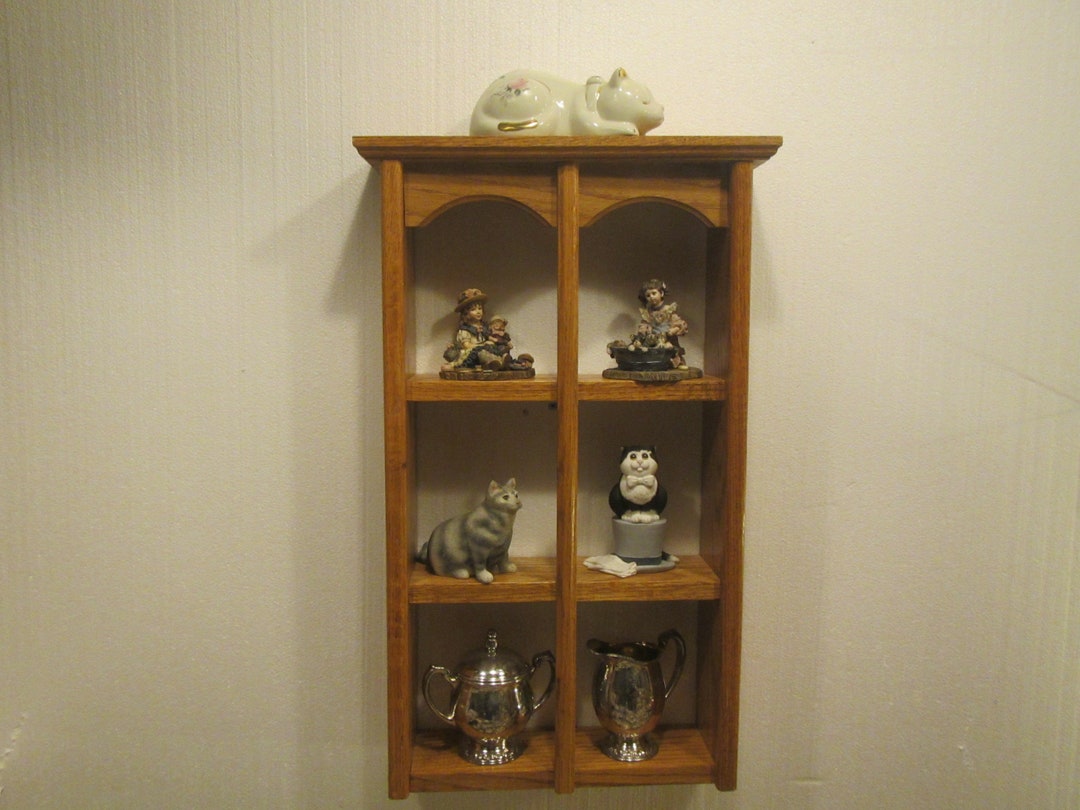 Oak Curio , Display , Knickknack Wall Shelf or Table Top Shelf , Wood