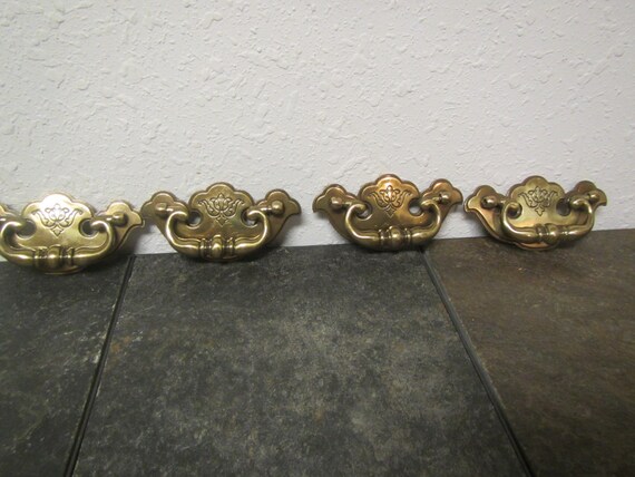 4 Vintage Brass Drawer Pulls Drawer Handles Cabinet Pulls Etsy